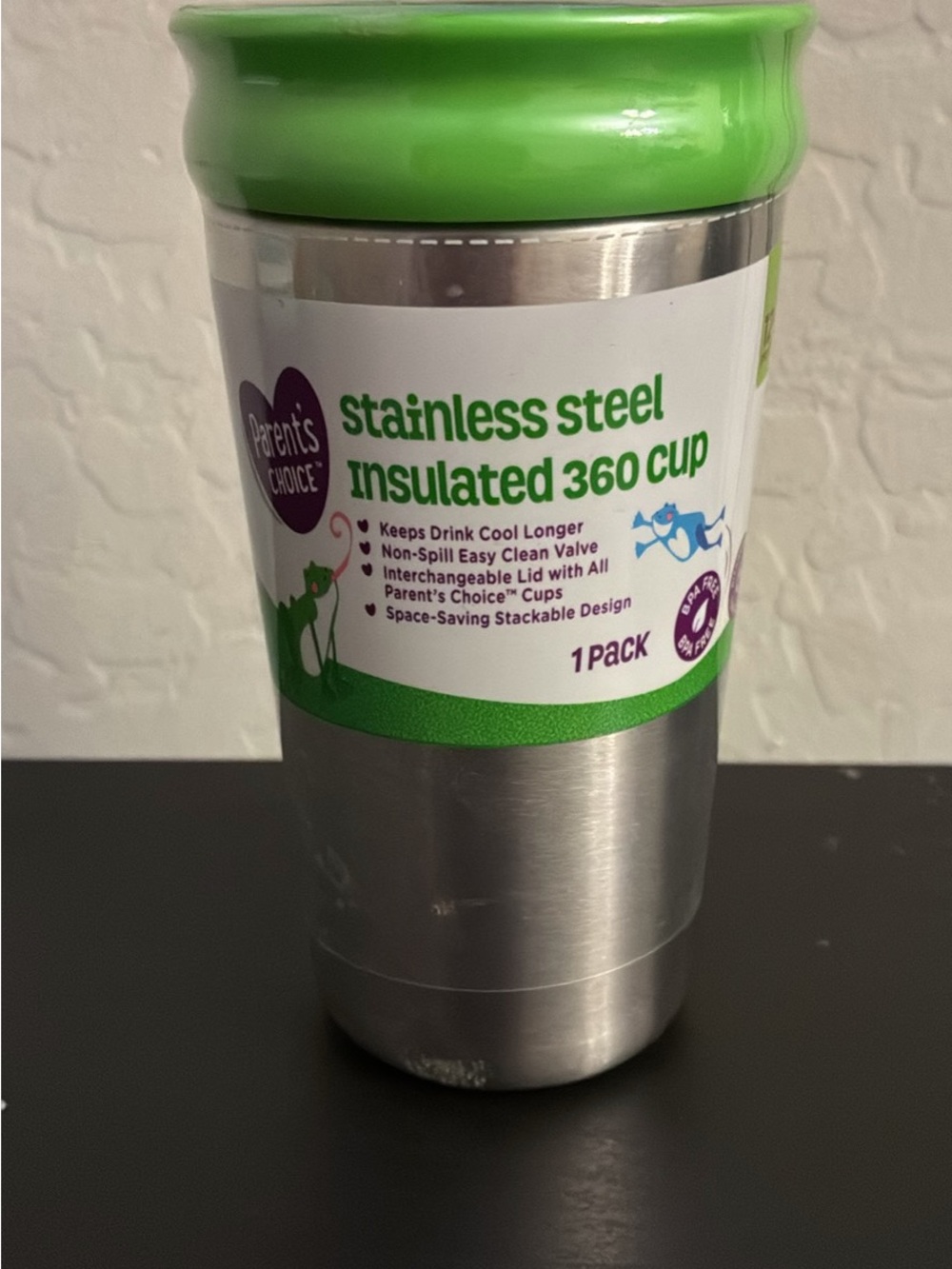 Stainless Steel Insulated 360 Cup - Green Lid